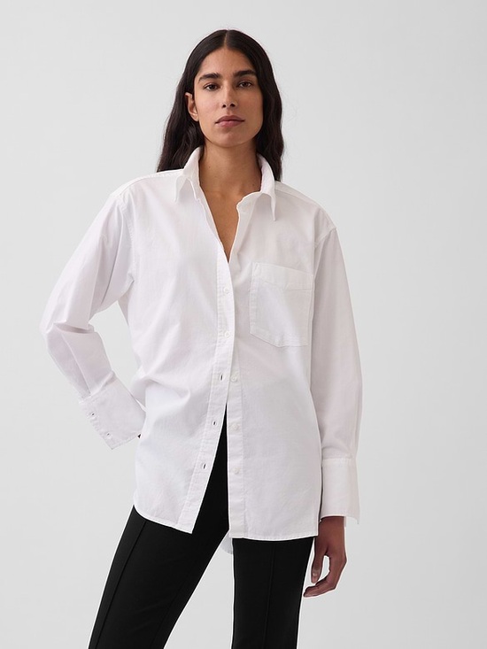 GAP Tops - Gap Big Shirt XXL Tall White Organic Cotton Poplin Oversized Button Down